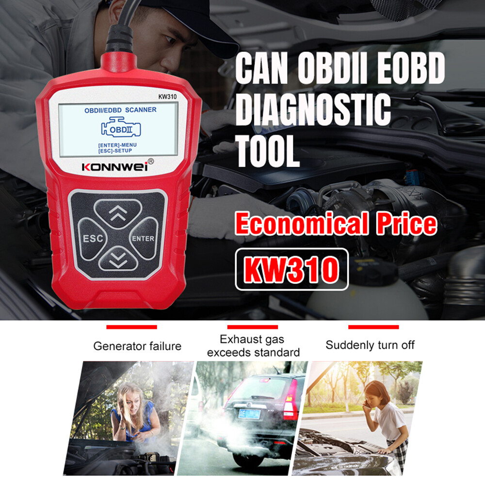 KONNWEI KW310 OBD2 Diagnostics Scanner Tool Check Engine Light Erases Codes