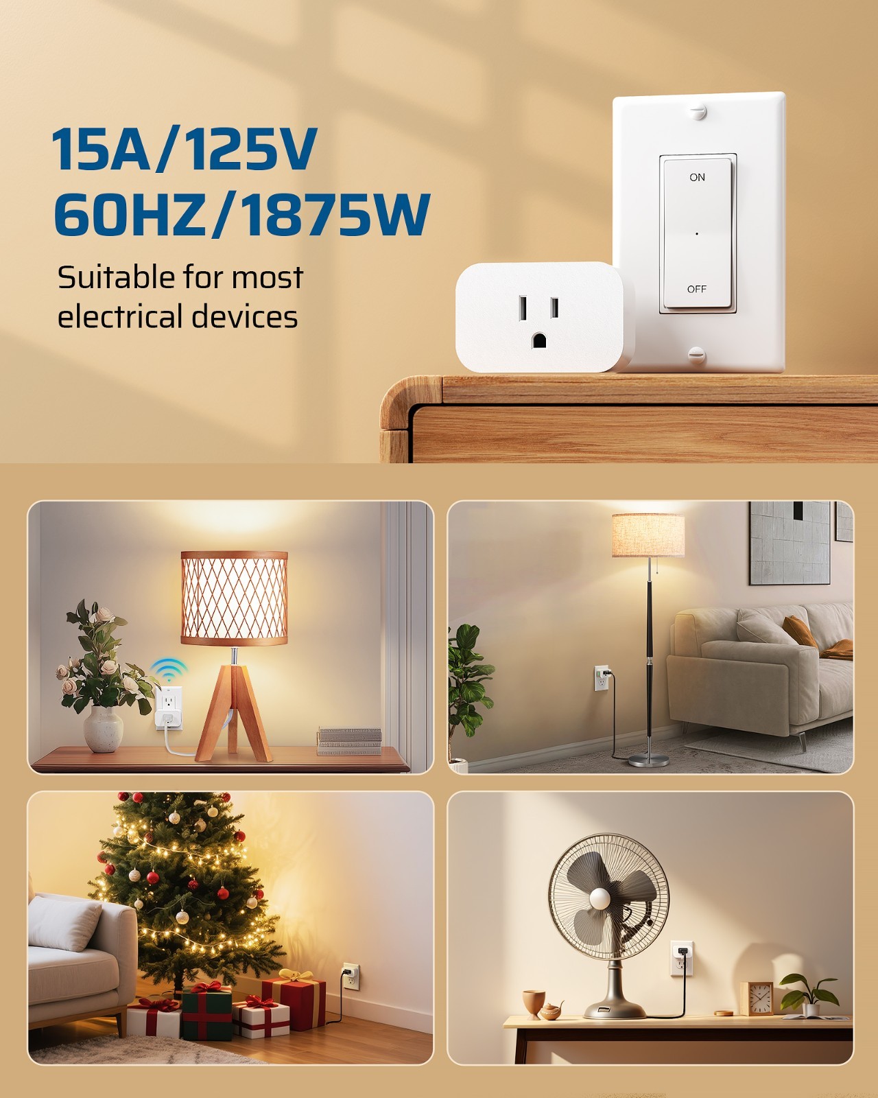 Remote Control Outlet, Magnetic Wireless Light Switch,No Wiring, 100FT RF Signal