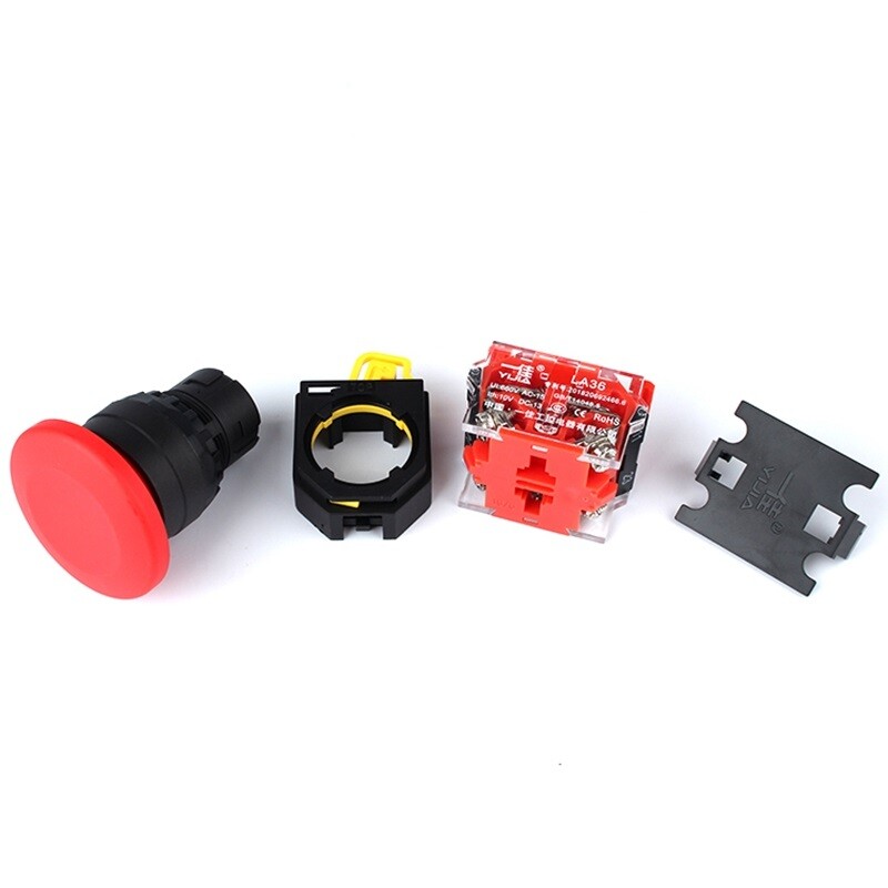 2Pcs 22mm Mushroom head push button switch Maintained Green button power switchs