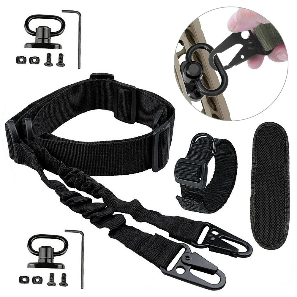 Tactical 2 Point Sling Strap Shoulder Padded /2Pcs M-LOK QD Swivel Mount /D Ring