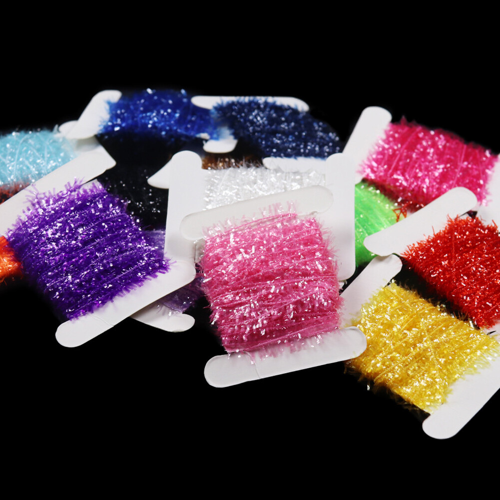 15 Colors Fly Fishing Tinsel Chenille Crystal Flash Nymph Fly Tying Material USA