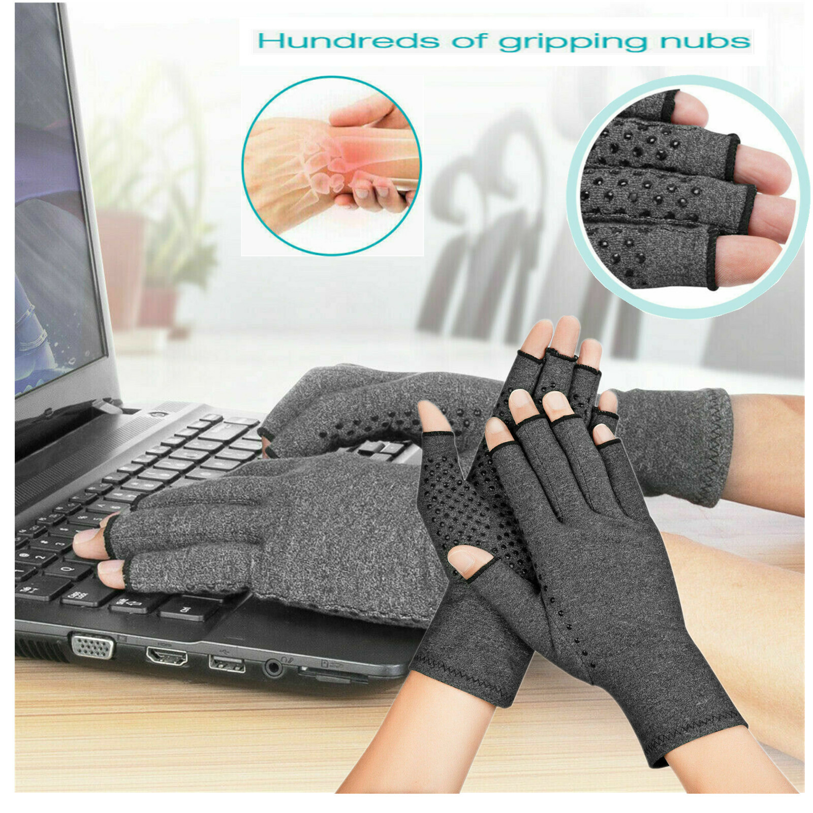 Heavy Duty Heather Grey Dotted Palm Gloves Coarse Texture Industrial Work Gloves