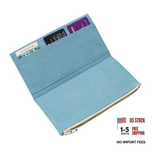 Canvas Zipper Pocket Insert Pouch for Travelers Standard Size Canvas-Skyblue