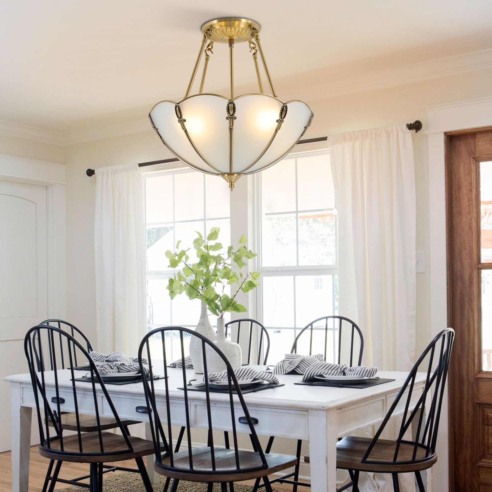 Retro Pendant Lamp 110V Hanging Chandelier 4 Lights Antique Style Pendant Light