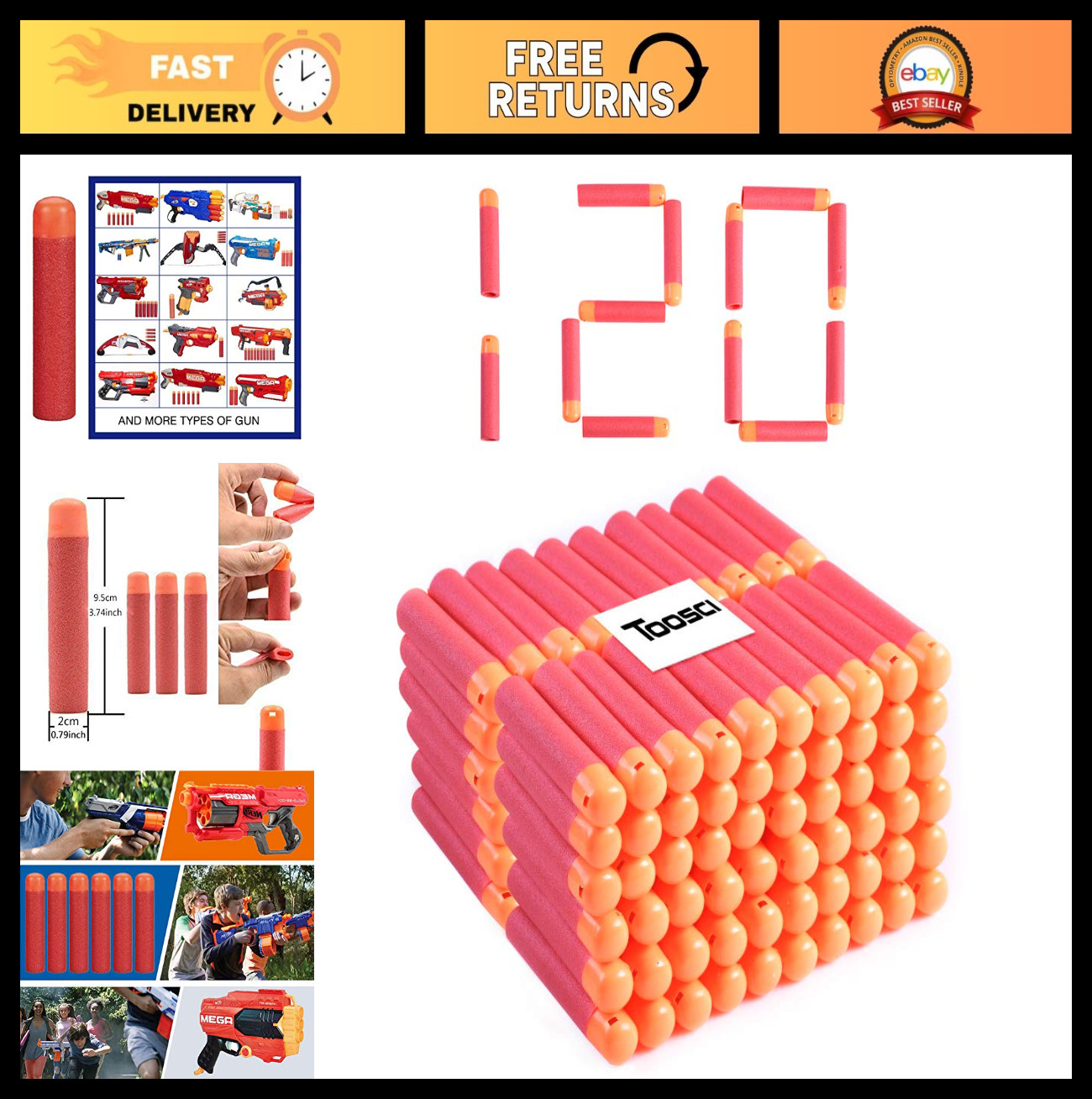 Mega Dart Refill Pack - 9.5CM Bullets for Nerf Mega Series, Compatible Ammo
