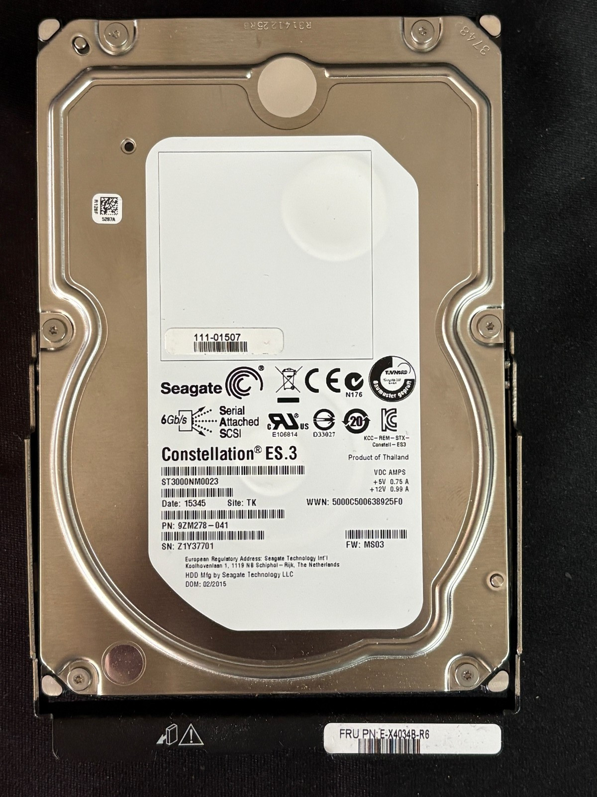 NetApp E-X4034B  3TB SAS Drive - 6Gbps - ST3000NM0023 - 9ZM278-041 - 111-01507