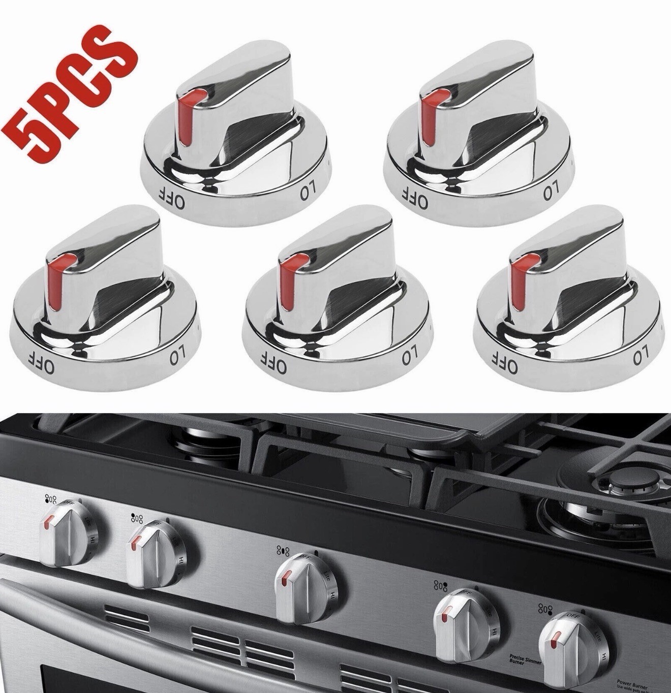5Pcs New Gas Stove Top Burner Dial Knob Part DG64-00473A For Samsung Gas Stove