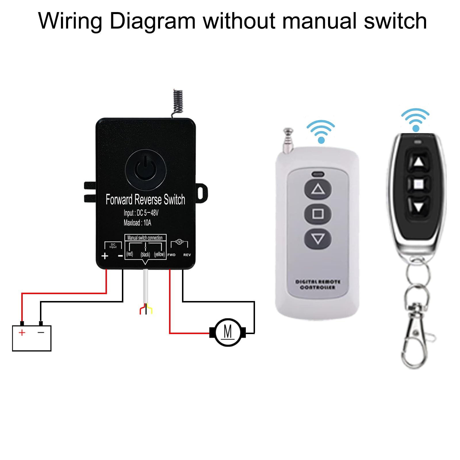 Waterproof Forward Reverse Remote Control Switch up to 168 FT,DC 5V to 48V /1...
