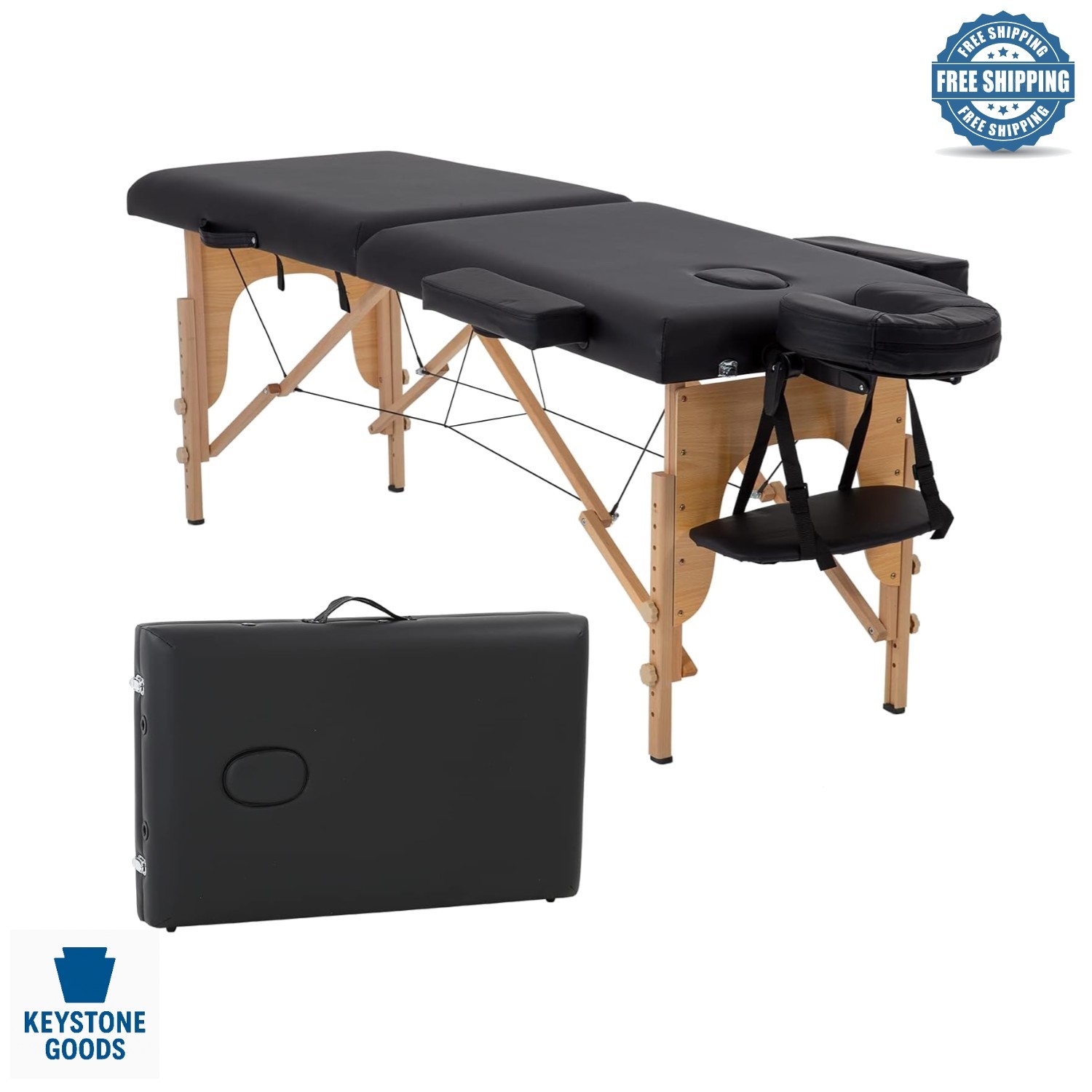 Portable Folding Massage Table with Height Adjustment & Accessories