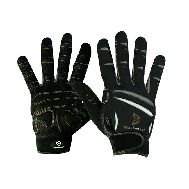 Bionic Glove BMFF-M-P-BK-MD Mens Beast Mode Fitness Full Finger - Black  Medium