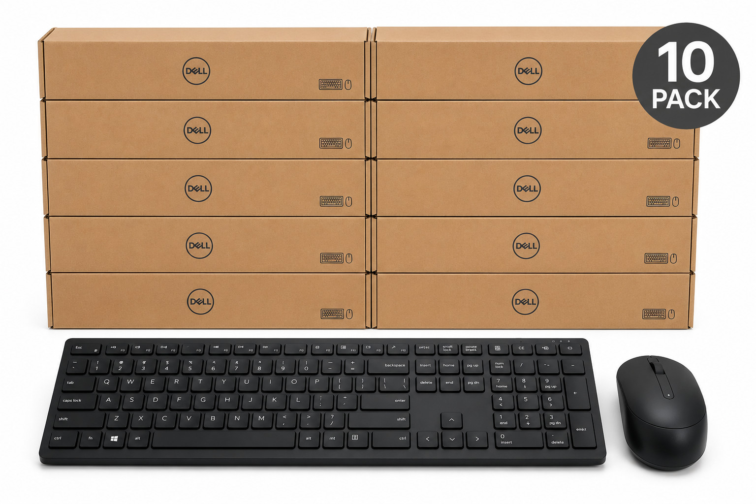 10 PACK - Dell Pro KM5221W Keyboard & Mouse - Black - Brand New