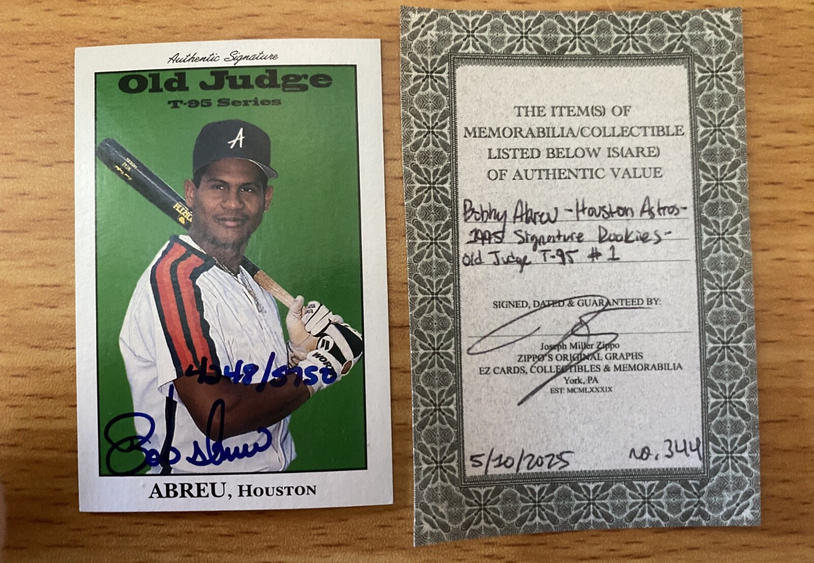 Houston Astros - Bobby Abreu signed Signature Rookies T-95 #1 - AUTHENTIC