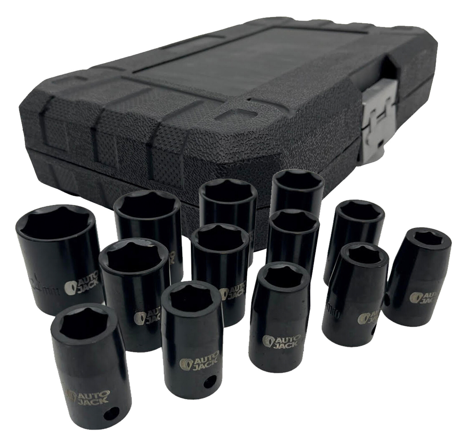 Autojack Impact Wrench Socket Set 13 Pc 1/2 Square Drive Sq Dr Metric 10 - 24mm