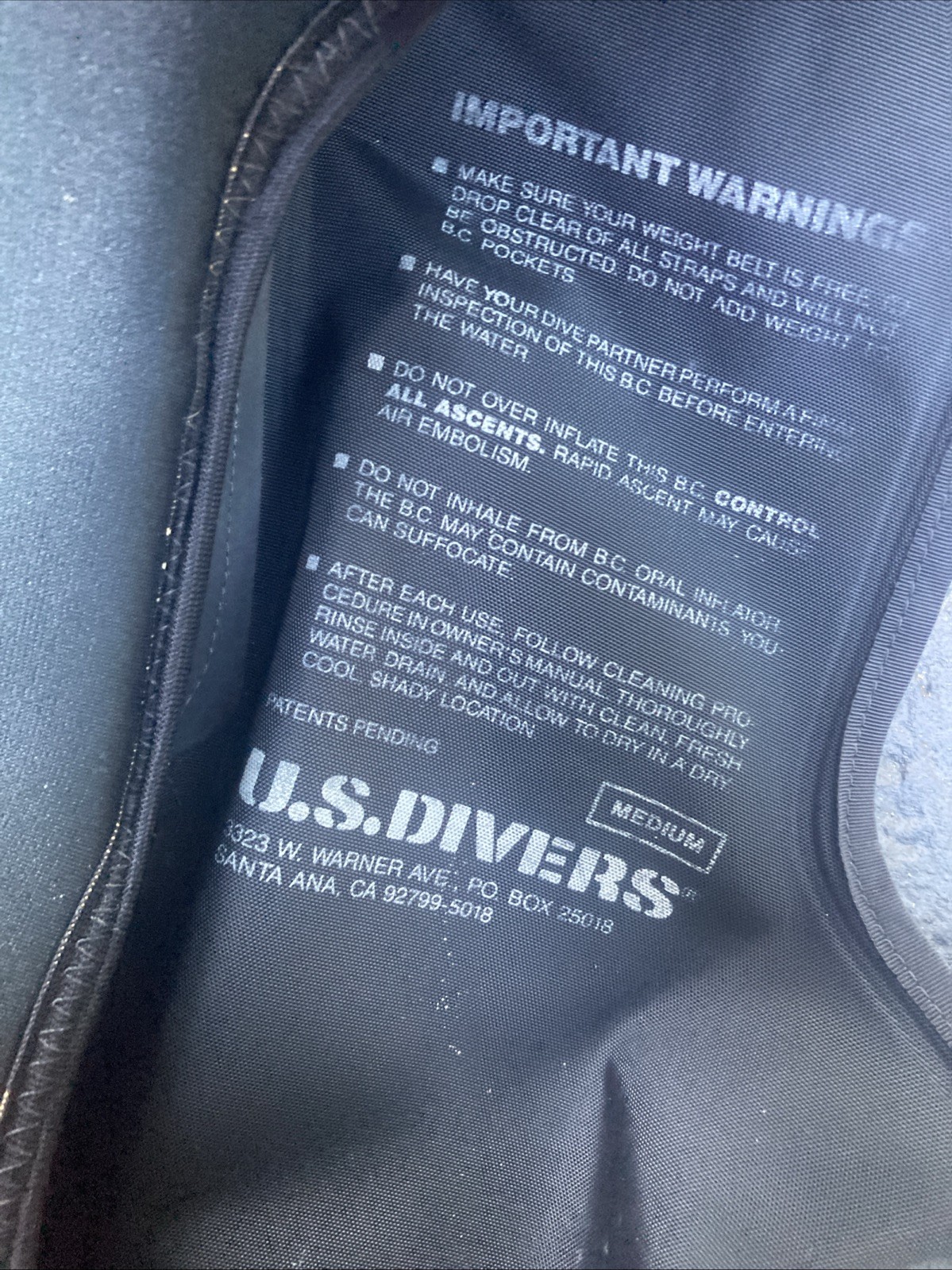 U.S. Divers Aqua Scuba Vest Buoyancy Compensator. MEDIUM