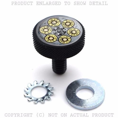 Lg Vivid Black Knurled Billet Seat Bolt for 96-15 Harley - Magnum Revolver