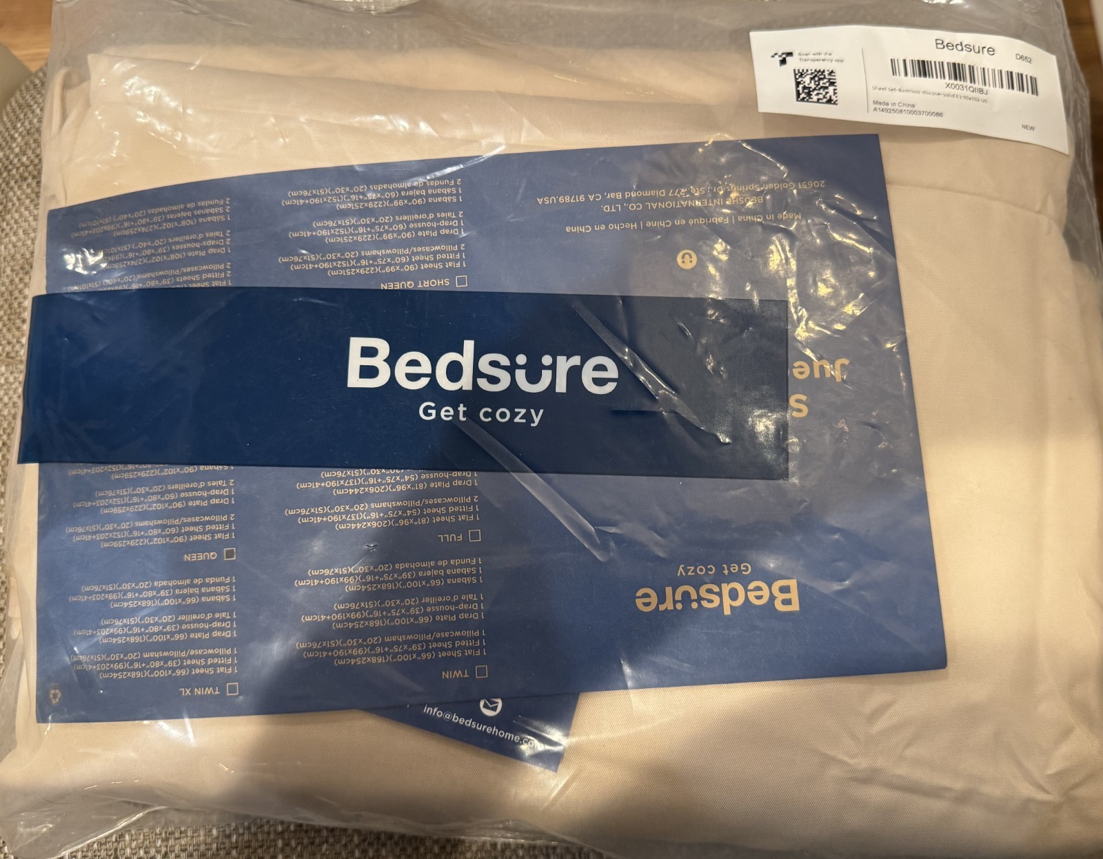 New Bedsure Bamboo Tan Sheet Set Queen Size