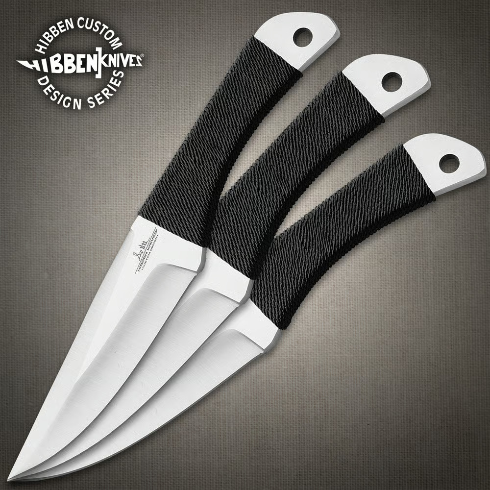 Gil Hibben Large Silver Triple Throwing Knife/Knives Set GH0947 8 1/2" OA New