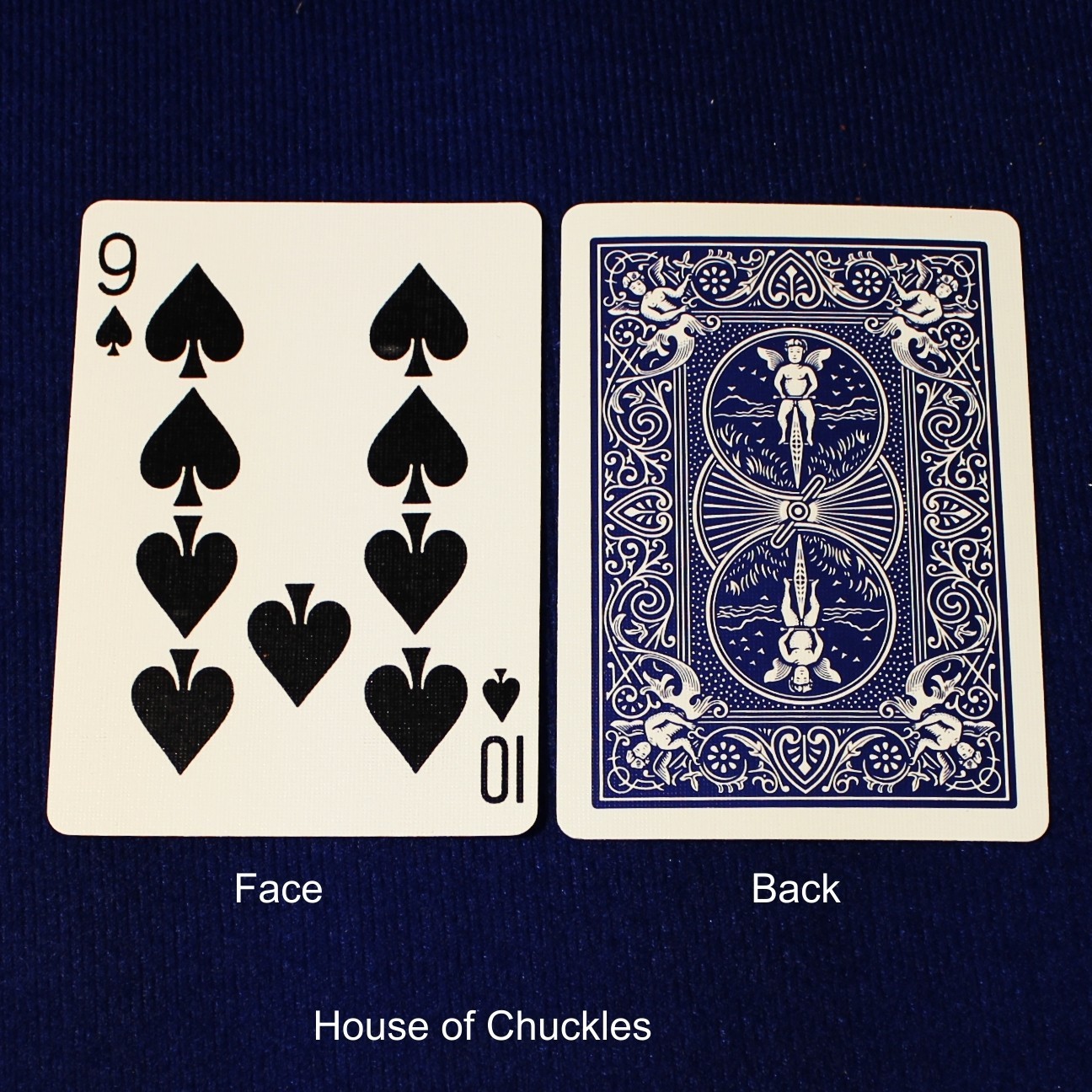 9 of Spades / 10 of Spades - Mis-Indexed, Bicycle Printed Gaff Card, Blue