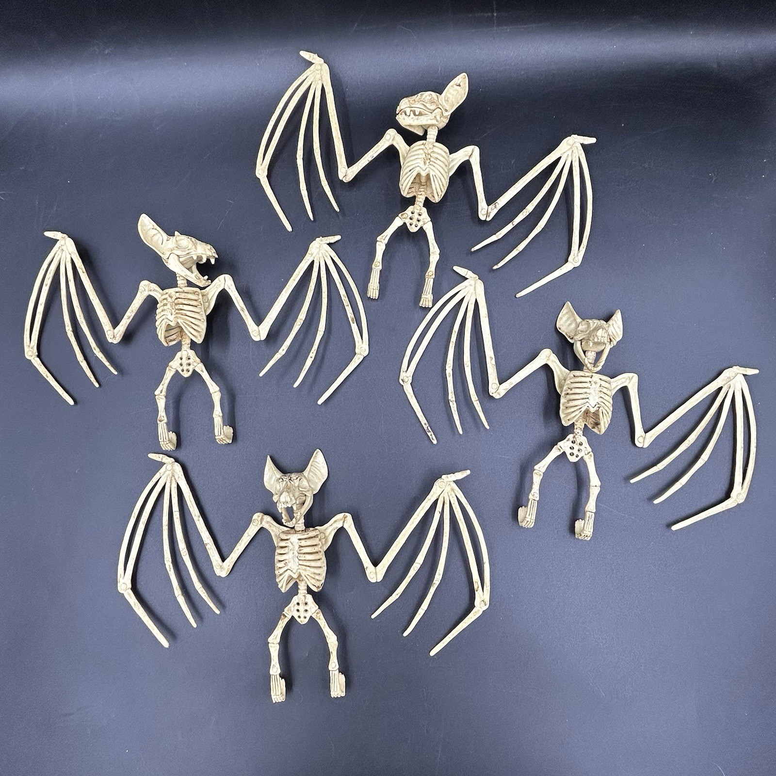 Lot 4 Halloween Bat Skeleton Decorations 11” Hanging Props Gothic Haunted