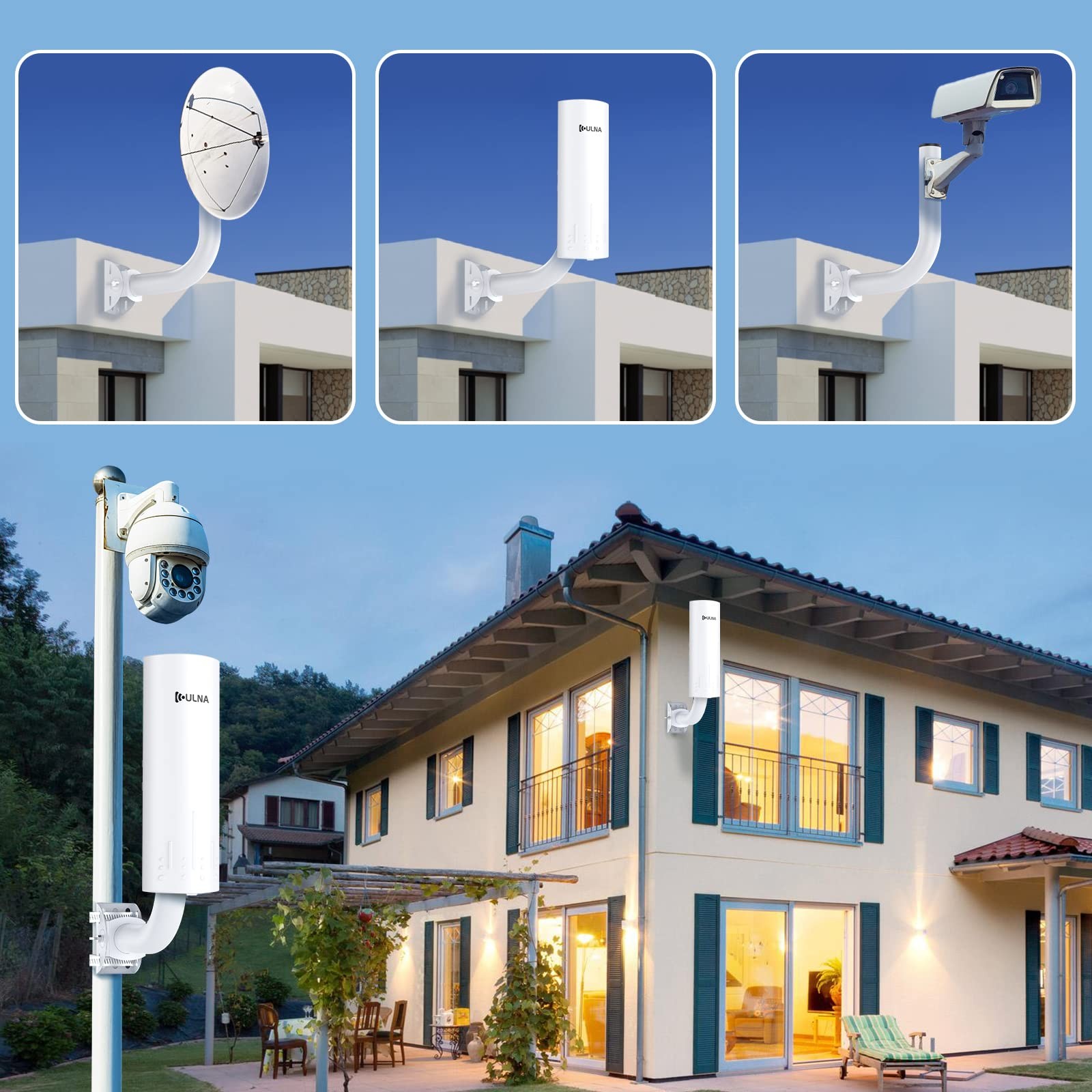 Universal Wireless Bridge Bracket Mount, Pole and Wall-Mounted Mount for Outd...