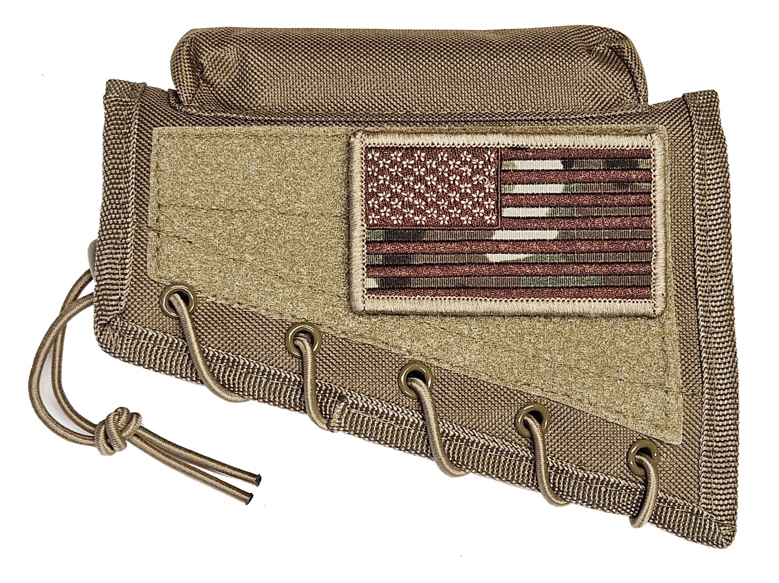 Tan Cheek Rest Stock Riser + Multicam USA FLAG Patch for M1 Garand Rifle Carbine