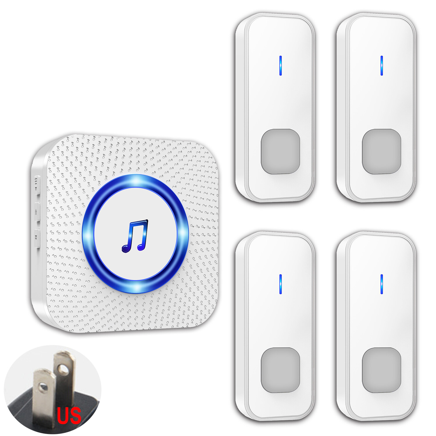 Doorbell for homes,Wireless 1300 feet,cordless,4 call buttons+1 receiver set