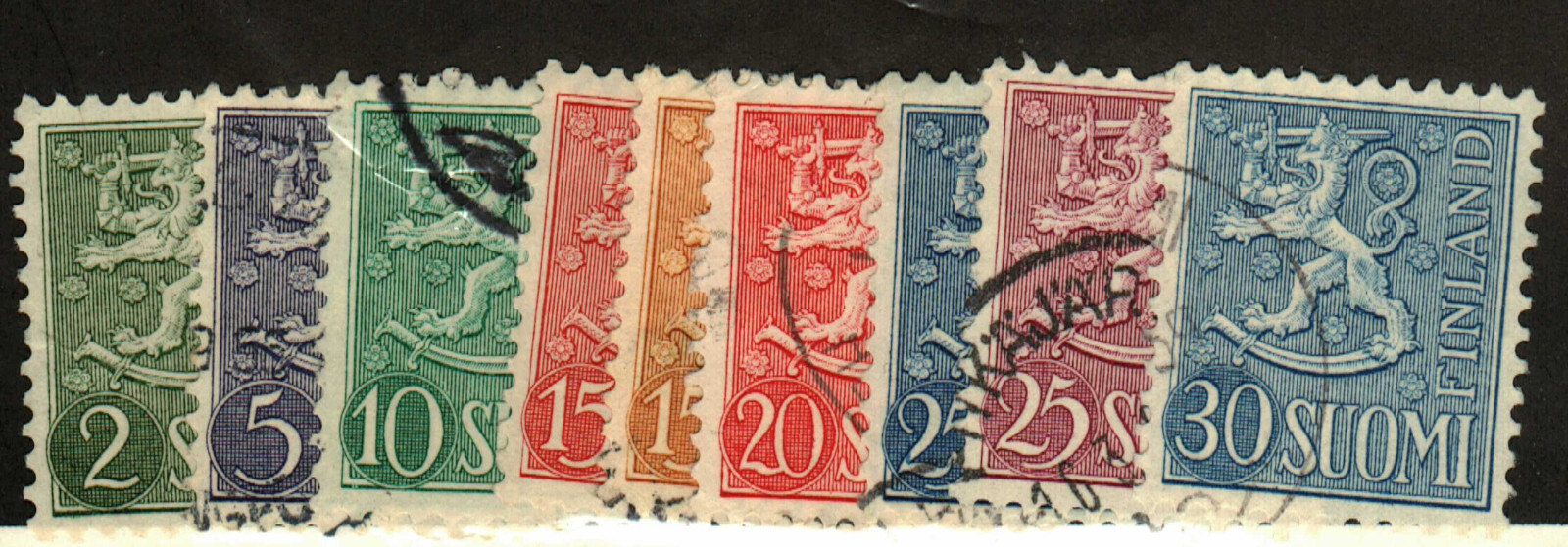 Finland #313, 315-7, 320-23 used