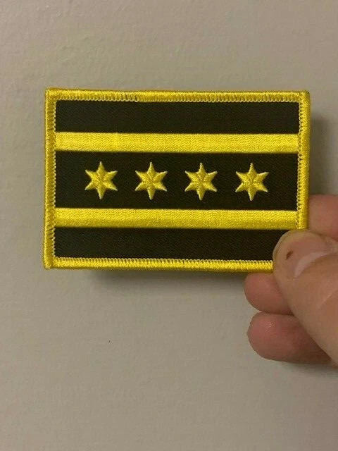 City of Chicago Illinois Flag Patch, Black & Yellow, Motorcycle Club Colors