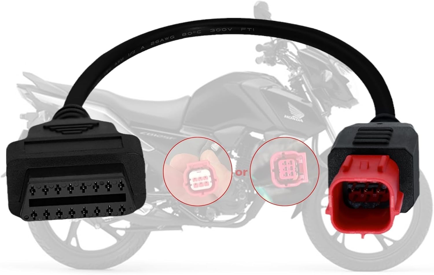 Obd2 Adapter Cable for Euro5 6 Pin OBD Diagnostic Cable,Fit for Honda Motorbike