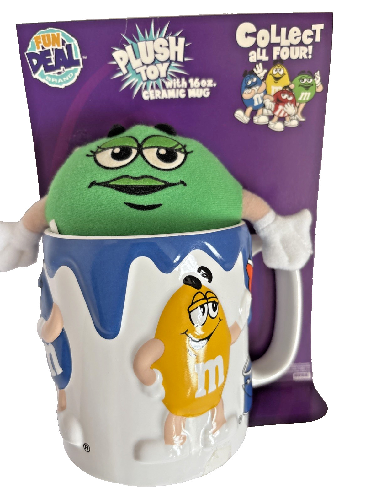 M&Ms Plush Toy Green with 16 oz Ceramic Mug