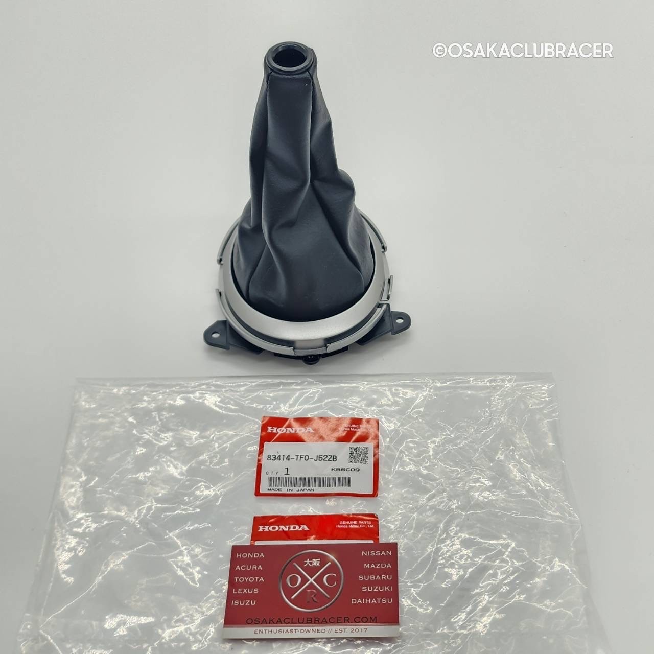 Genuine OEM 09-11 Honda Fit Shift Boot Black Silver Trim 83414-TF0-J52ZB GE8 5MT