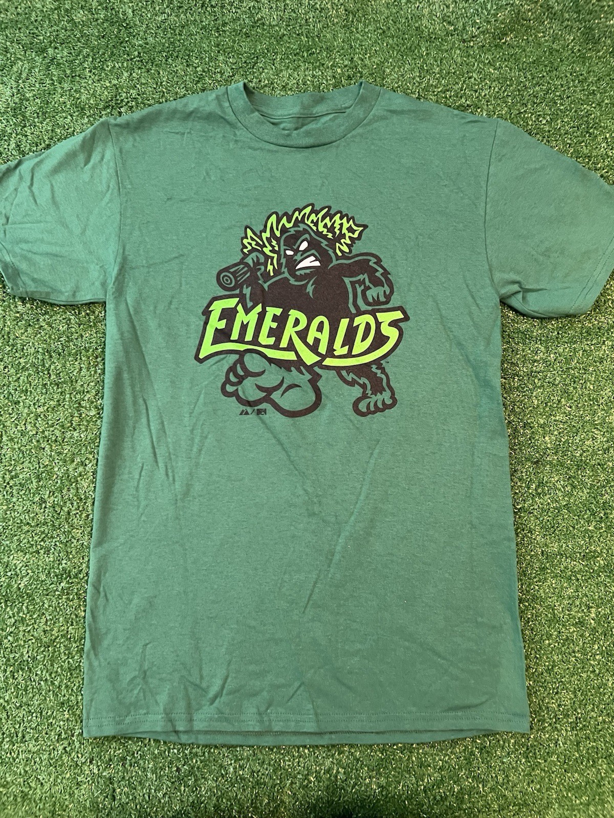Majestic Eugene Emeralds T-Shirt Adult Small Green Short Sleeve Graphic Logo