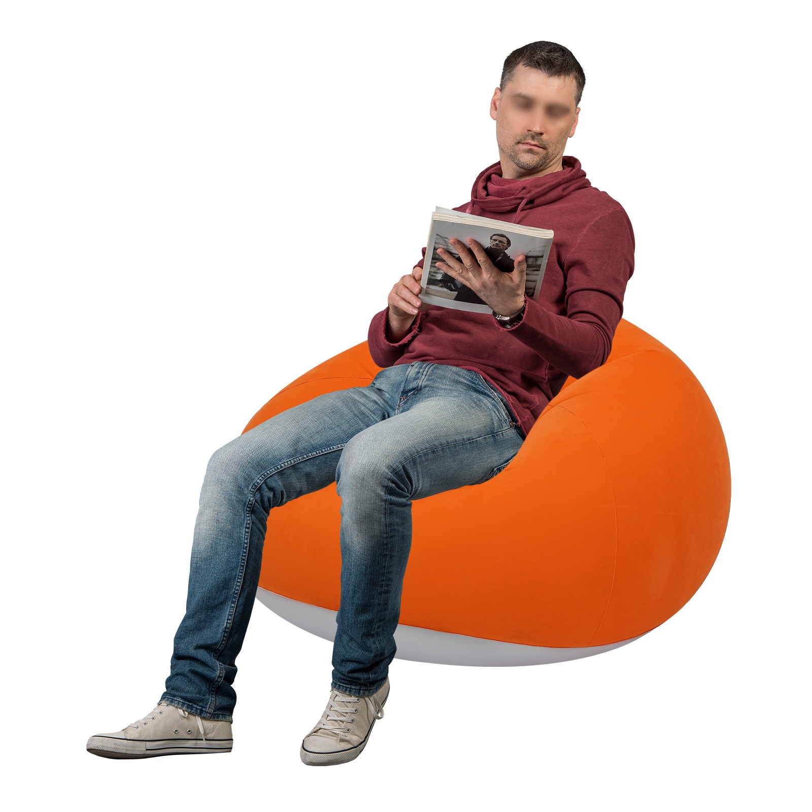6 Pcs Inflatable Chairs Inflatable Sofa, Portable Inflatable Couch Orange US~
