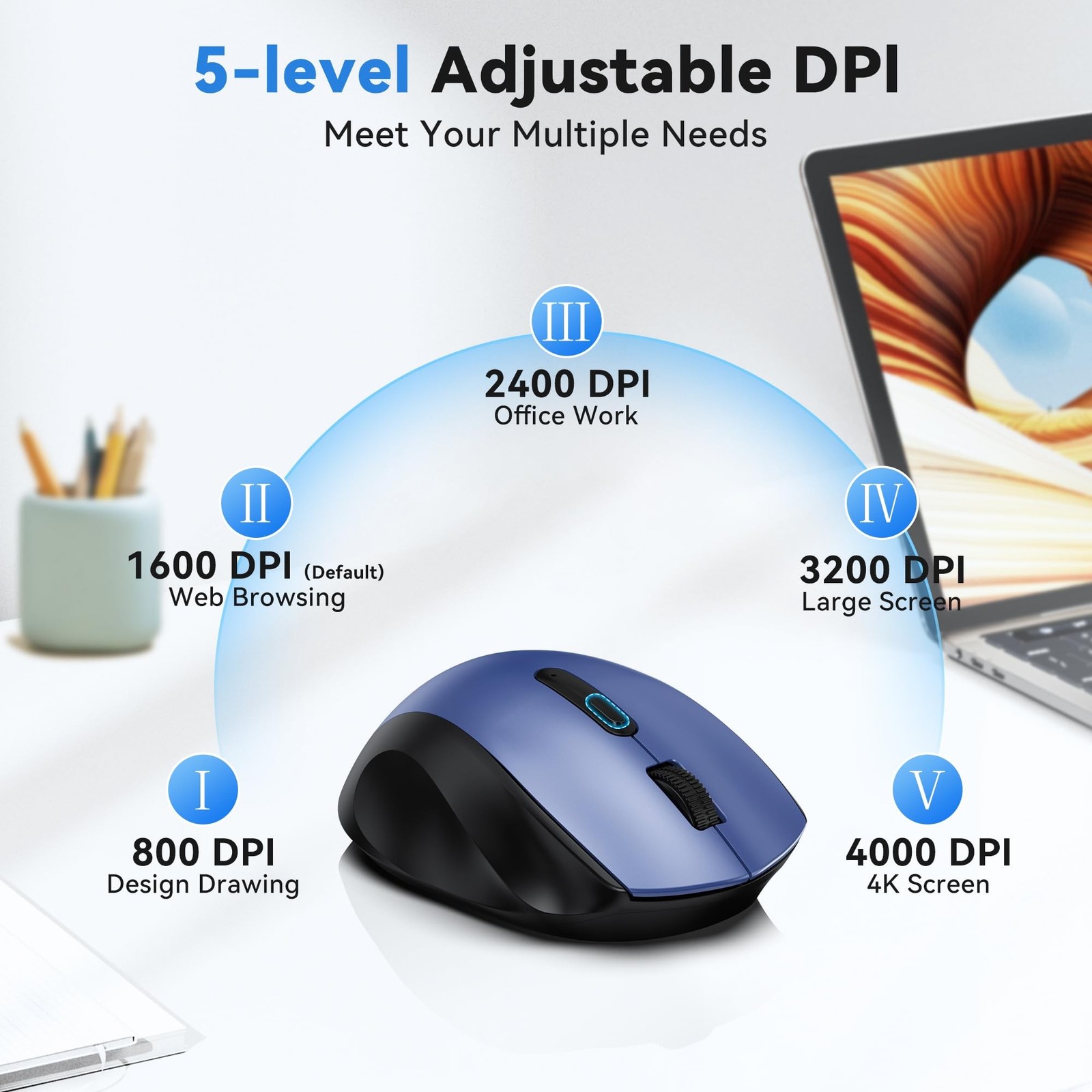 TECKNET Wireless Mouse for Laptop, Silent Mouse Quiet Click, Computer Mice Wi...