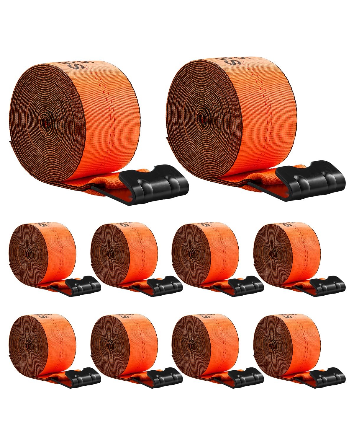 Heavy Duty 4X30 Cargo Straps 6000 Lbs Load Capacity With Steel Hook 10 Pack