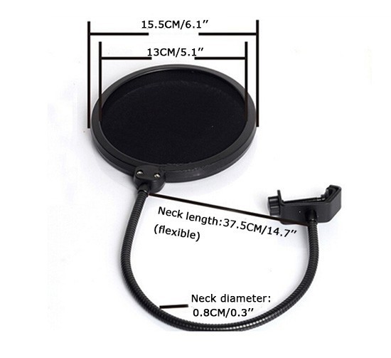 Studio Microphone Wind Screen Pop Filter Mask Shield Double Layer