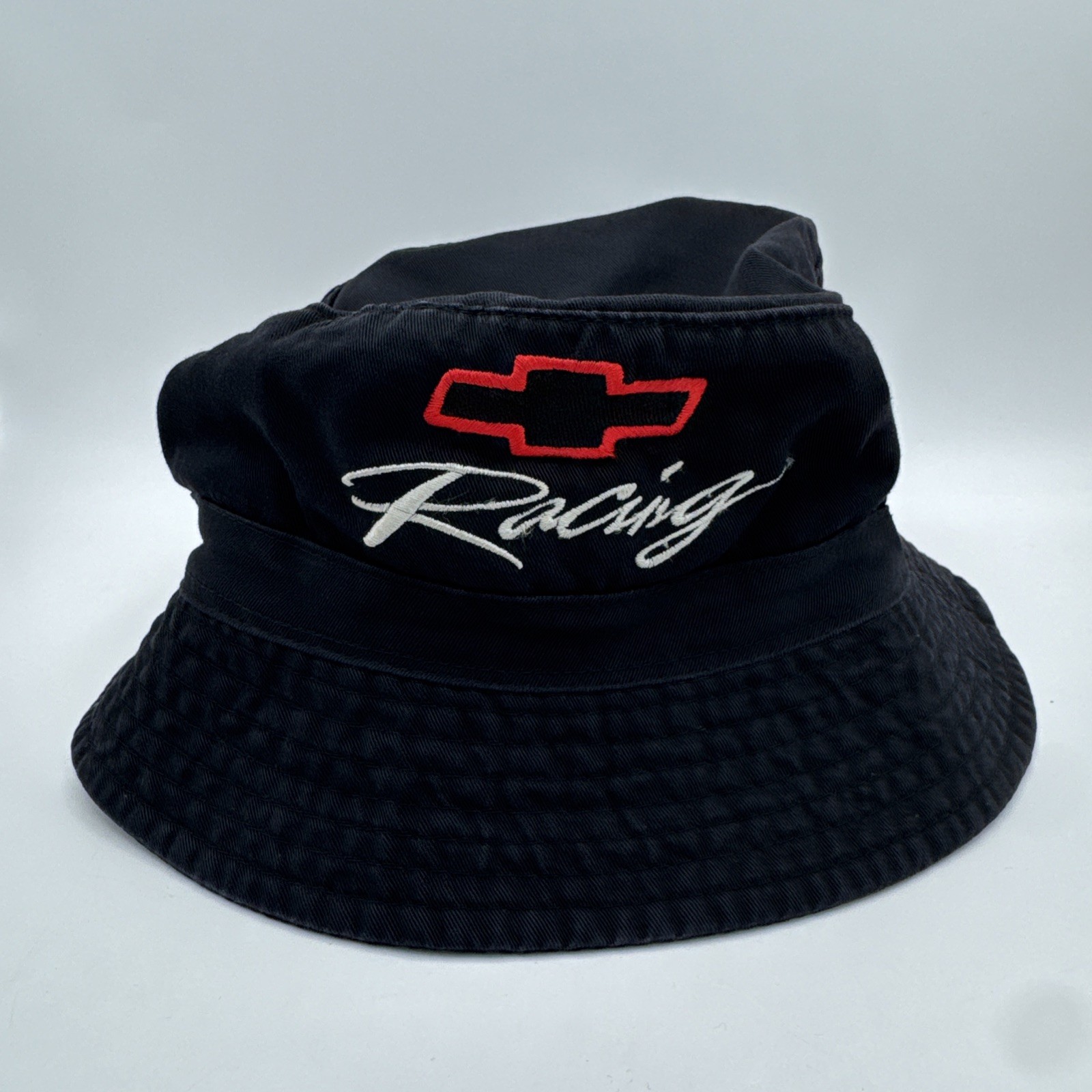 🔥 Vintage 90s Chevrolet Logo Black Bucket Hat Chevy Racing