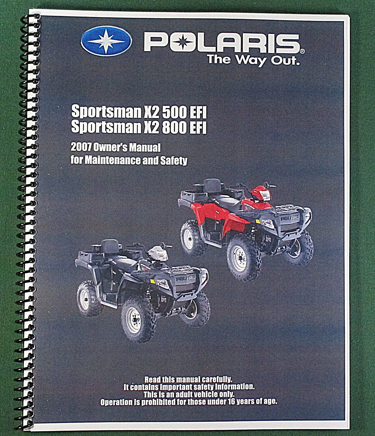 2007 Polaris Sportsman X2 500 EFI ATV Owner's Manual: 161 Pages & Clear Covers