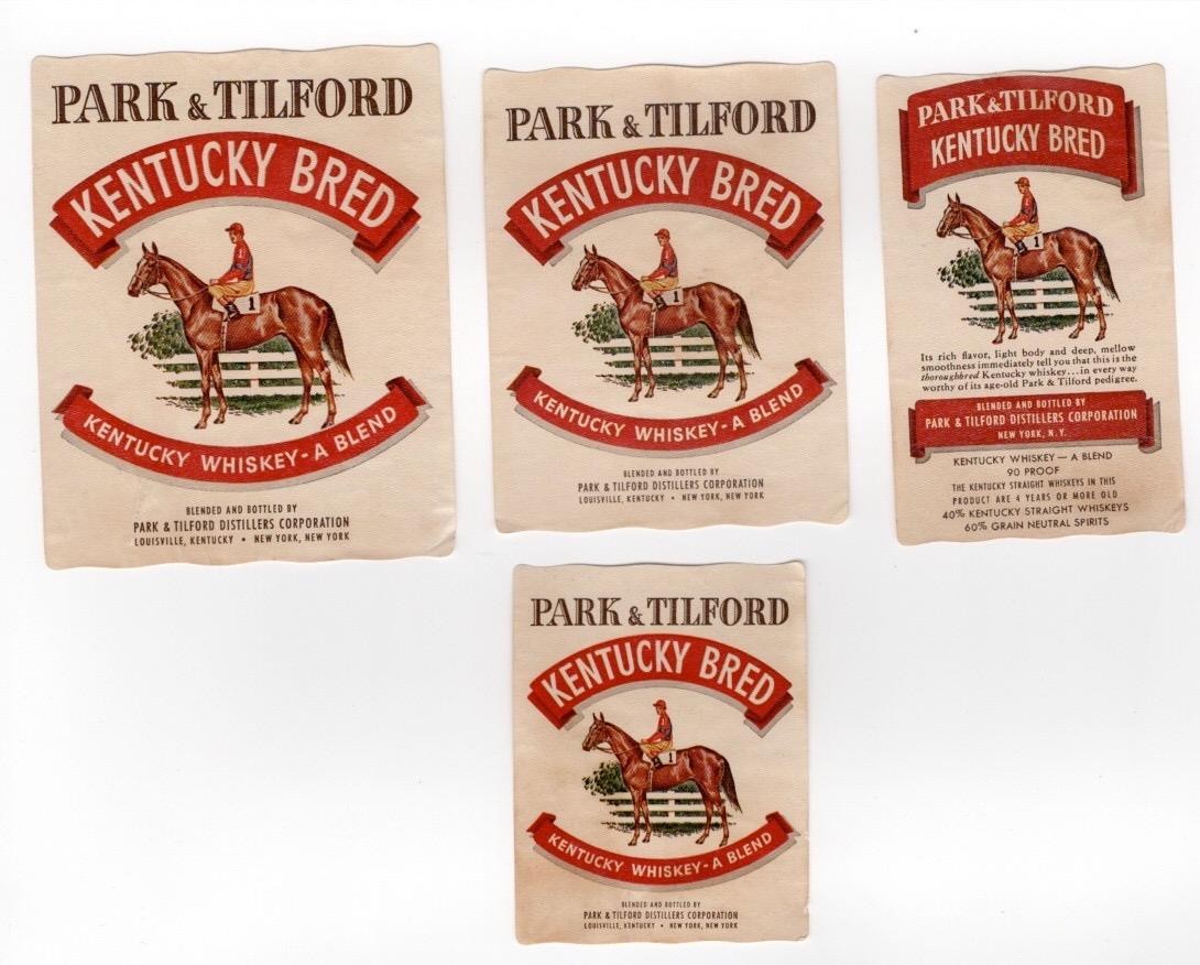 Kentucky Bred horse Park Tilford Louisville  Kentucky 4 whiskey labels 40's W44
