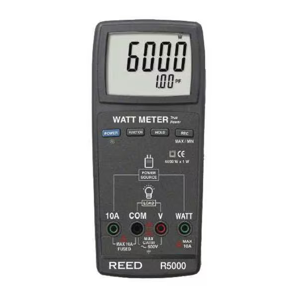 Reed Instruments Autoranging Digital Watt Meter, True RMS R5000 Reed Instruments
