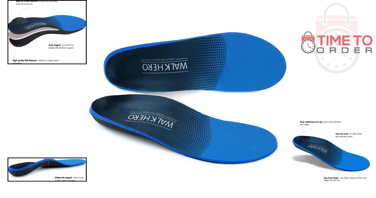 Orthotic Shoe Insoles for Flat Feet Heel Support for Plantar Fasciitis Men Women