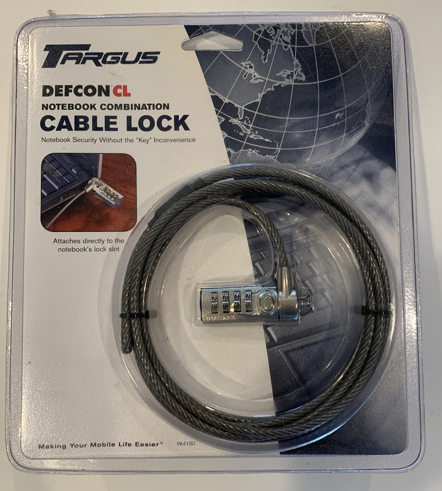 NEW Targus Defcon CL Notebook Laptop Combination Cable Lock 6.5 Feet. PA410U