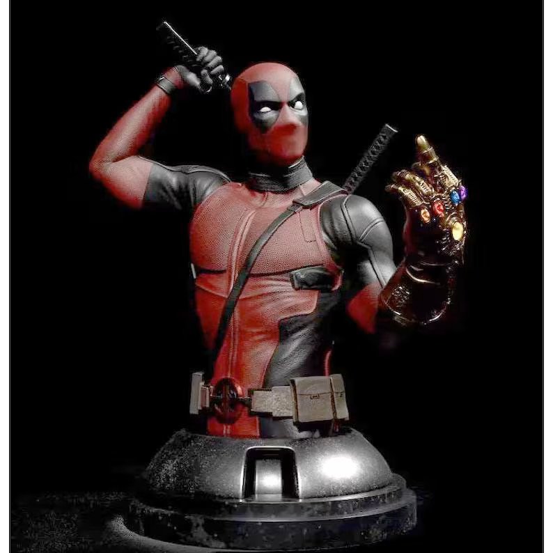 Deadpool with Infinity Gaunt Statue STL File Digital File 3D Printing Model