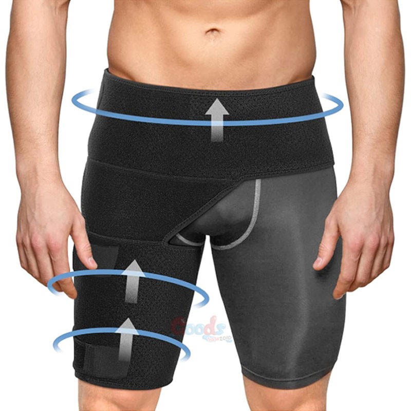 Fitness Groin Support Bandage, Thigh Compression Brace Adjustable Hip Joint Wrap