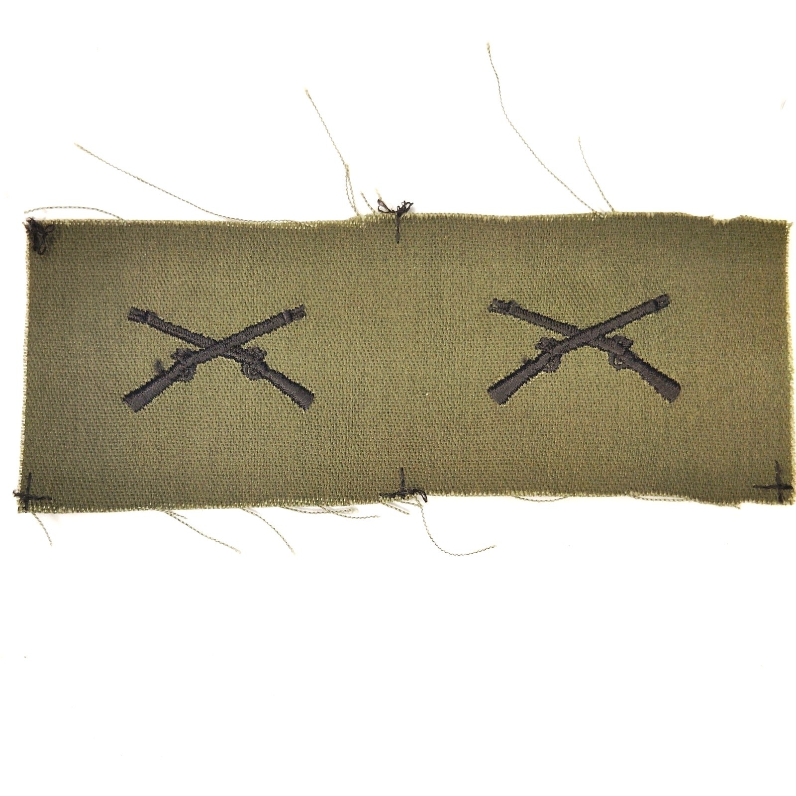 US Army Infantry Branch Patch Pair Subdued ODG 5‑3/4" × 2" BDU Sew‑On Vintage