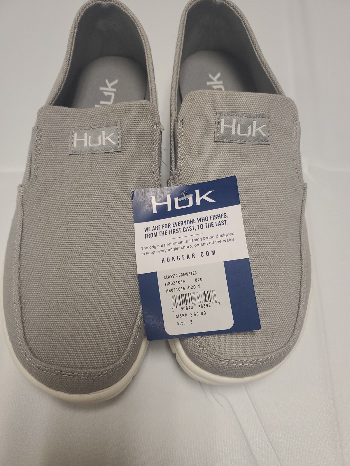 Huk Performance Fishing Men's Boat Shoes Classic Brewster Size 8 Gray