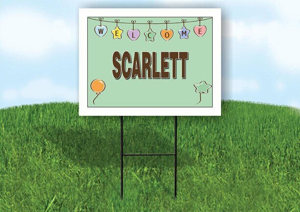 SCARLETT WELCOME BABY GREEN  18 in x 24 in Yard Sign Road Sign with Stand