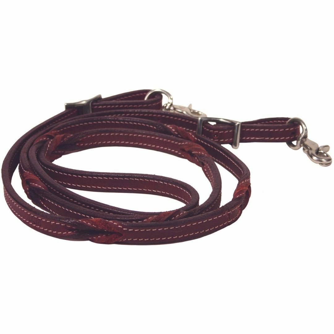 Buffalo Leather of the Rockoes Blood Knot Leather Single Rein, Snap Ends, 7 Feet