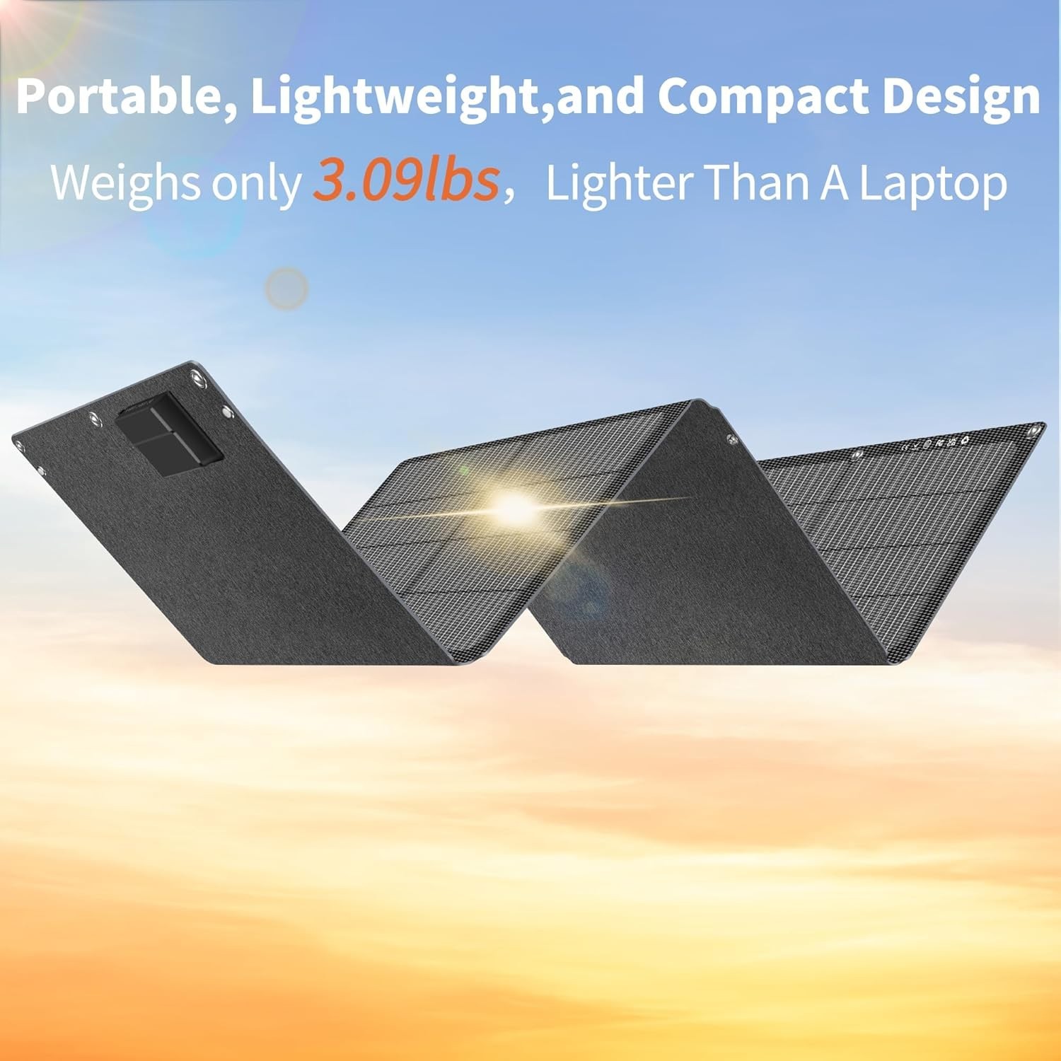 60W Portable Solar Charger, Foldable Solar Panel with USB-C and USB-A Outputs