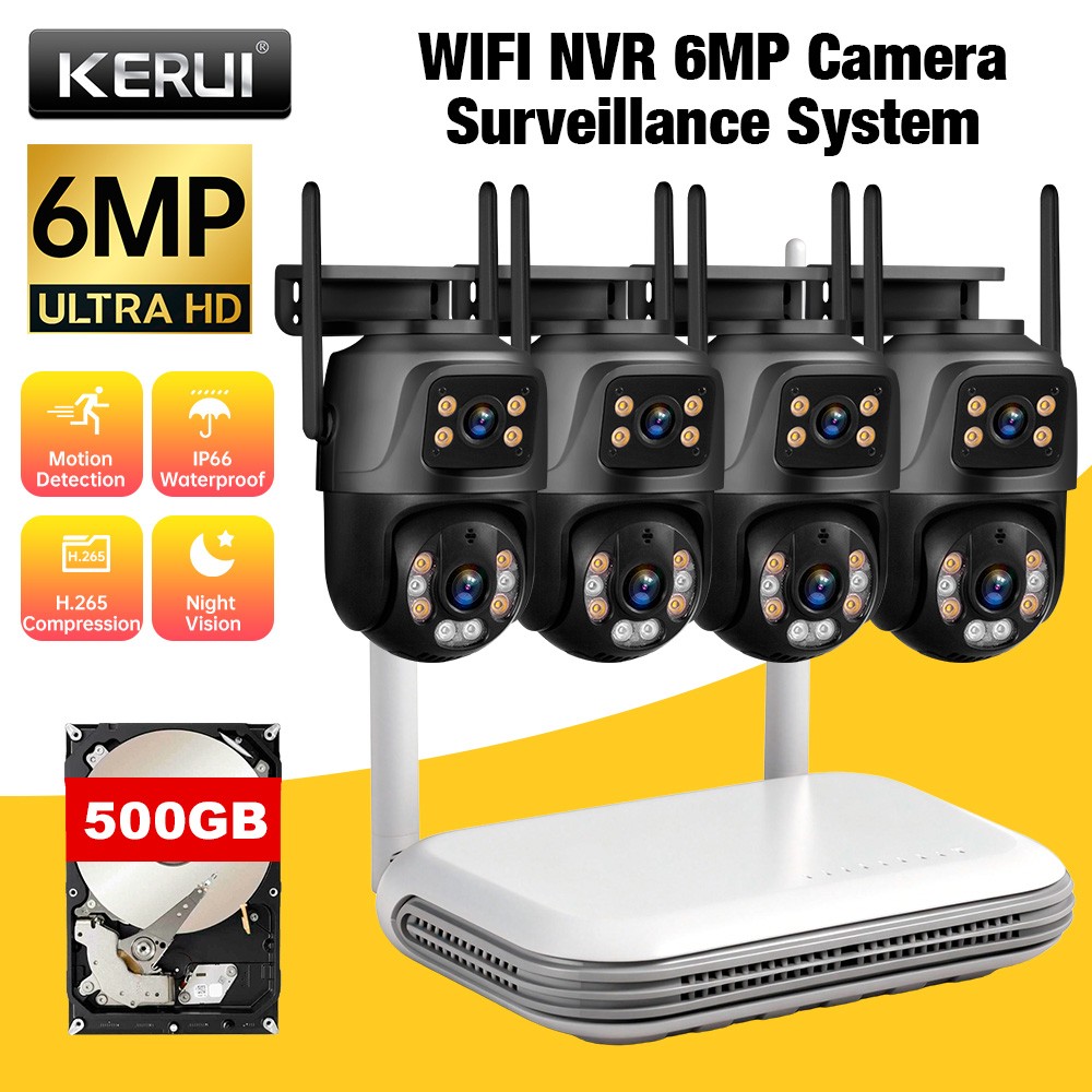 Complete 8CH Wireless Security System 6MP Cameras H.265+ Night Vision 500GB HDD